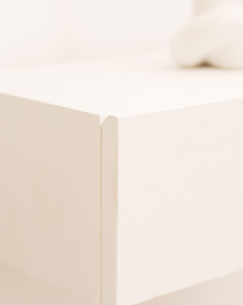 Table de chevet flottante en bois massif blanc 15x40cm
