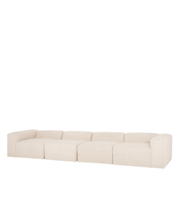 Canapé 4 modules en bouclé couleur blanc 420x110cm