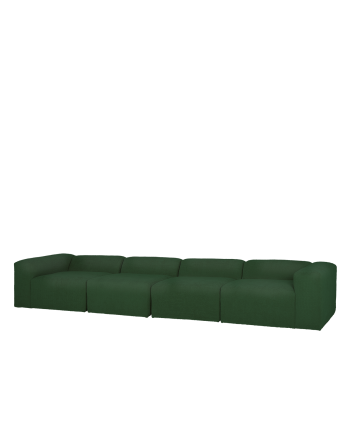 Canapé 4 modules en bouclé couleur vert 420x110cm