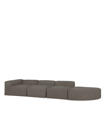 Canapé 4 modules avec courbe en bouclé couleur gris foncé 410x110cm