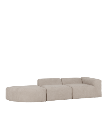 Canapé 3 modules avec courbe en bouclé couleur gris clair 320x110cm
