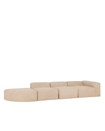 Canapé 4 modules avec courbe en bouclé couleur beige 410x110cm