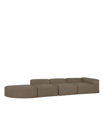 Canapé 4 modules avec courbe en bouclé couleur marron 410x110cm