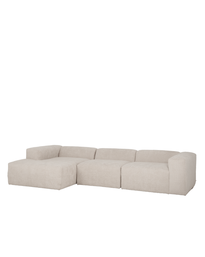 Canapé 3 modules d'angle en bouclé couleur gris clair 330x172cm