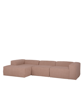 Canapé 3 modules d'angle en bouclé couleur rose 330x172cm