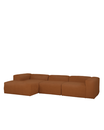 Canapé 3 modules d'angle en bouclé couleur cuivre 330x172cm