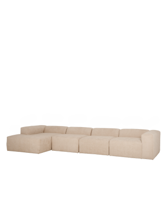 Canapé 4 modules d'angle en bouclé couleur beige 420x172cm