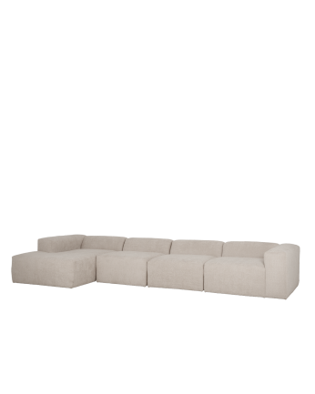 Canapé 4 modules d'angle en bouclé couleur gris clair 420x172cm
