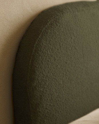 Tête de lit déhoussable en bouclé vert de différentes dimensions