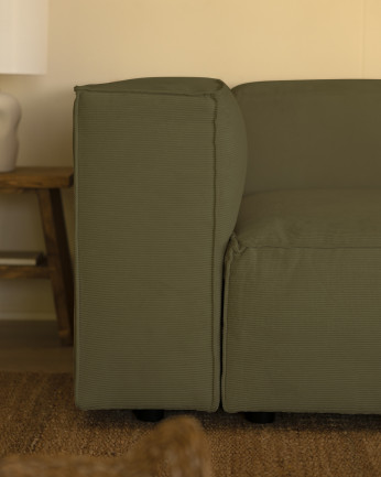 Canapé en velours côtelé couleur vert plusieurs dimensions