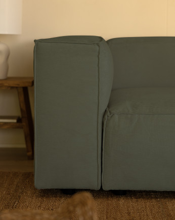 Canapé en velours côtelé couleur bleu-vert plusieurs dimensions