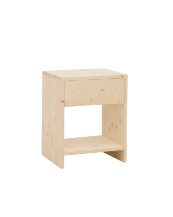 Table de chevet en bois massif avec un tiroir dans un ton naturel de différentes tailles