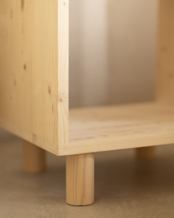 Table de chevet en bois massif ton naturel 50,5x32cm