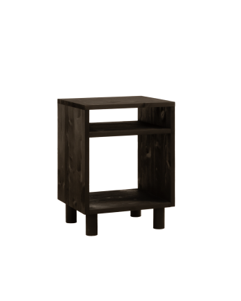 Table de chevet en bois massif ton noir 50,5x32cm