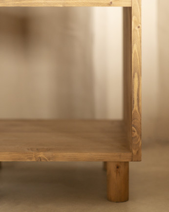 Table de chevet en bois massif ton chêne foncé 50,5x32cm