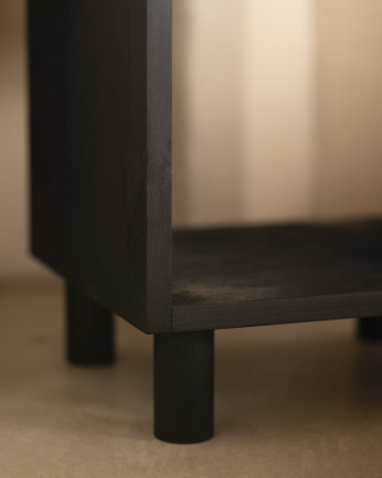 Table de chevet en bois massif ton noir 50,5x32cm