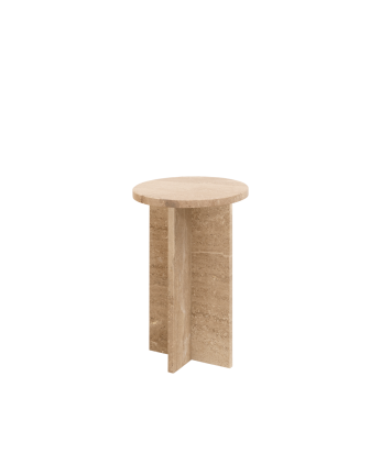 Table d'appoint ronde en marbre daino reale de Ø28cm