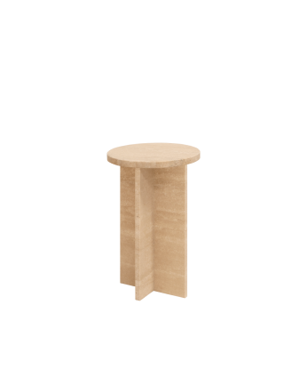 Table d'appoint ronde en marbre travertin de Ø28cm