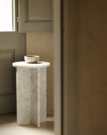 Table d'appoint ronde en marbre de Ø28cm
