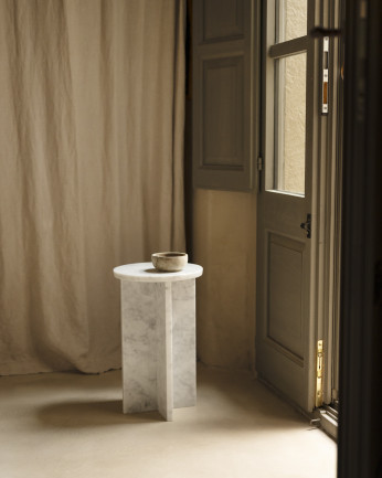 Table d'appoint ronde en marbre de Ø28cm