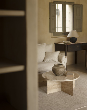 Table basse ronde en marbre daino reale disponible en différentes dimensions