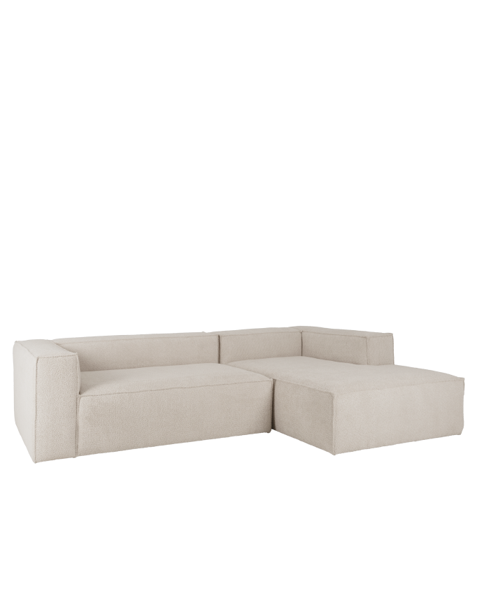 Canapé d'angle en bouclé couleur gris clair de différentes tailles