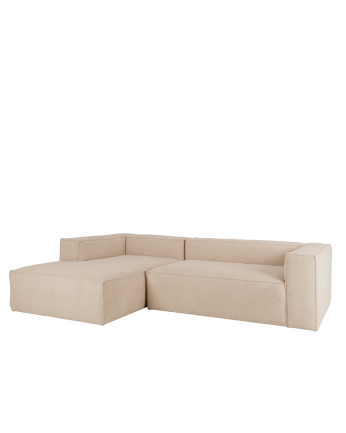 Canapé d'angle en bouclé couleur beige de différentes tailles
