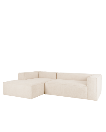 Canapé d'angle en bouclé couleur blanc cassé de différentes tailles
