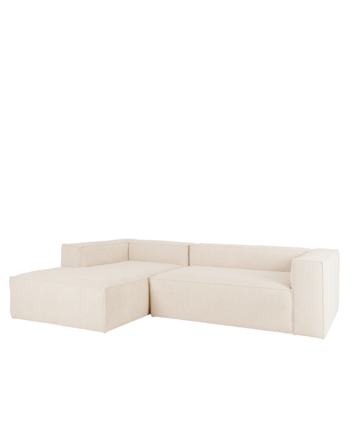 Canapé d'angle en bouclé couleur blanc cassé de différentes tailles