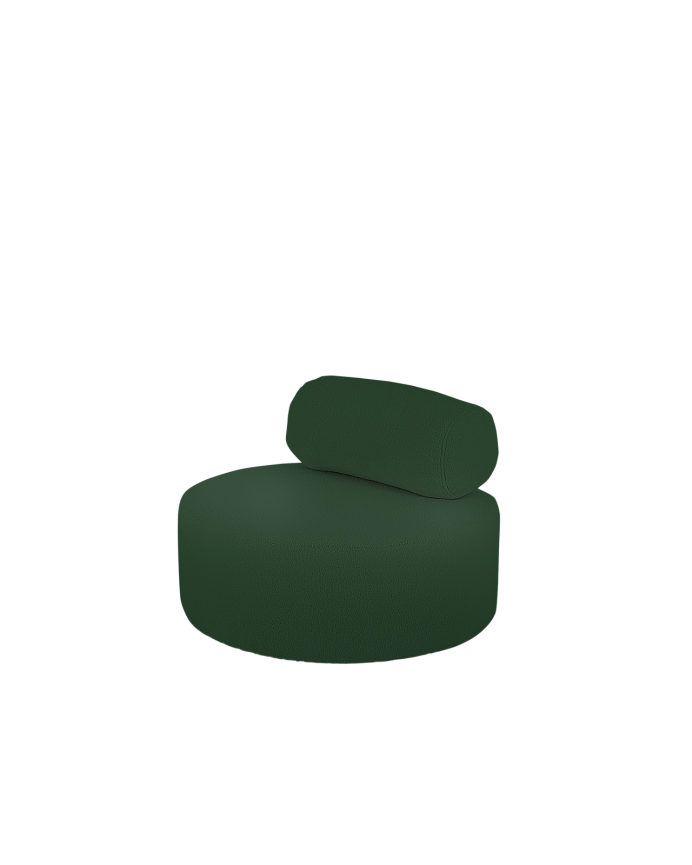 Fauteuil en bouclé rond couleur vert de 105x50cm