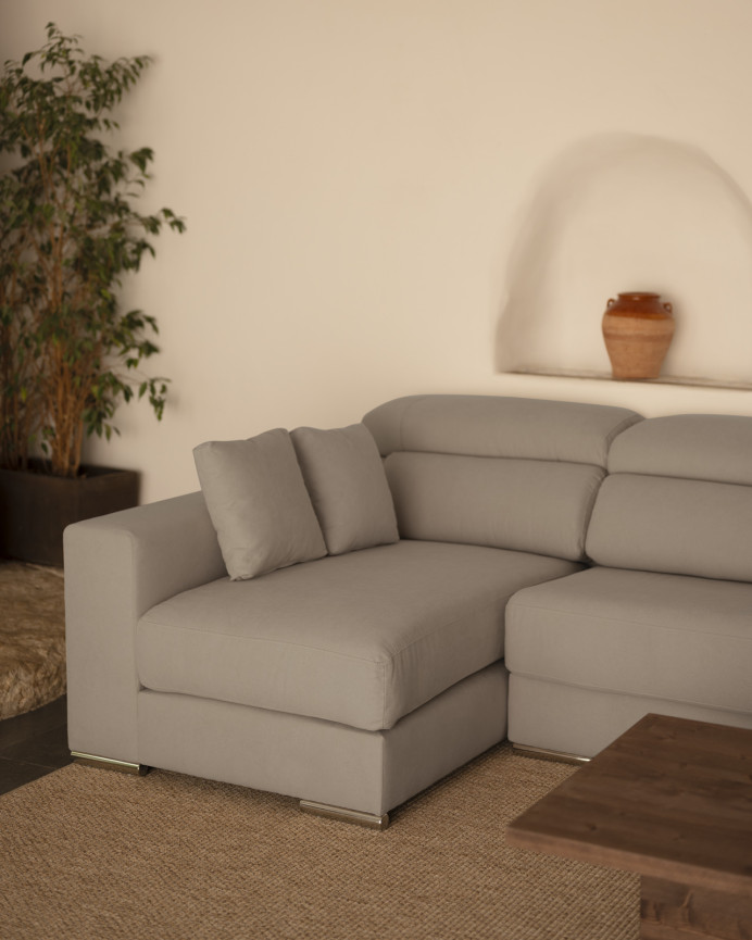 Canapé d'angle couleur gris clair de différentes tailles