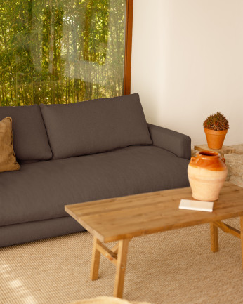 Canapé droit couleur gris foncé de 215 cm