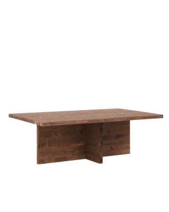 Table basse en bois massif ton noyer de 120x70cm