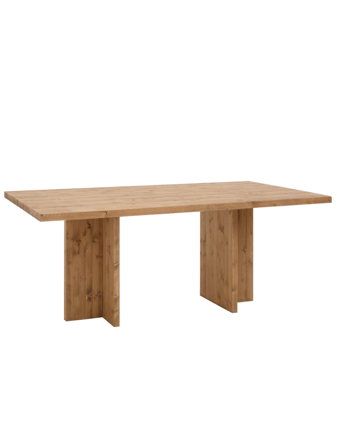 Table à manger en bois massif ton chêne foncé de différentes tailles