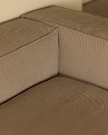 Canapé d'angle en velours côtelé couleur beige plusieurs dimensions