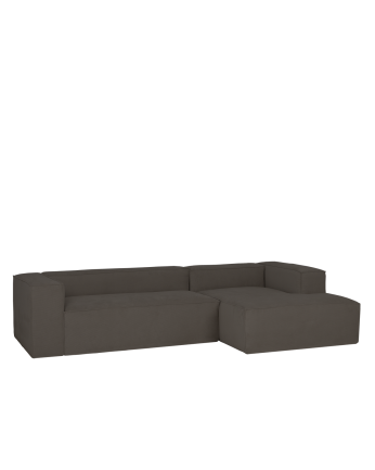 Canapé d'angle en velours côtelé couleur gris foncé plusieurs dimensions