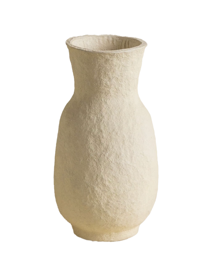 Vase en papier mâché beige de 30,5cm