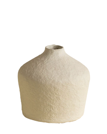 Vase en papier mâché beige de 20x21cm