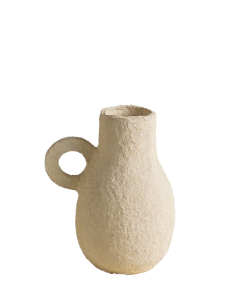 Vase en papier mâché beige de 18cm