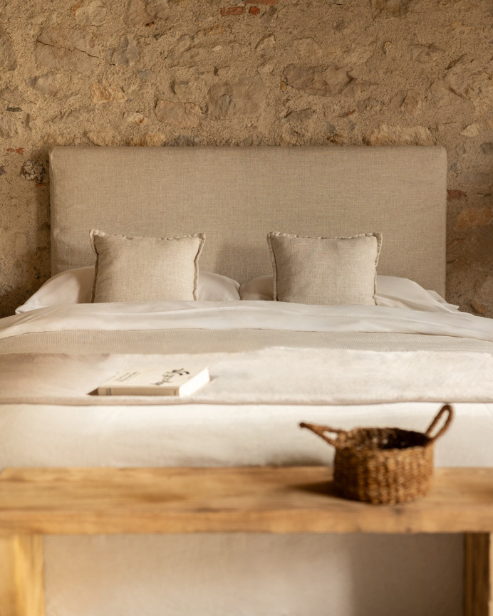 Tête de lit déhoussable en lin beige de différentes dimensions