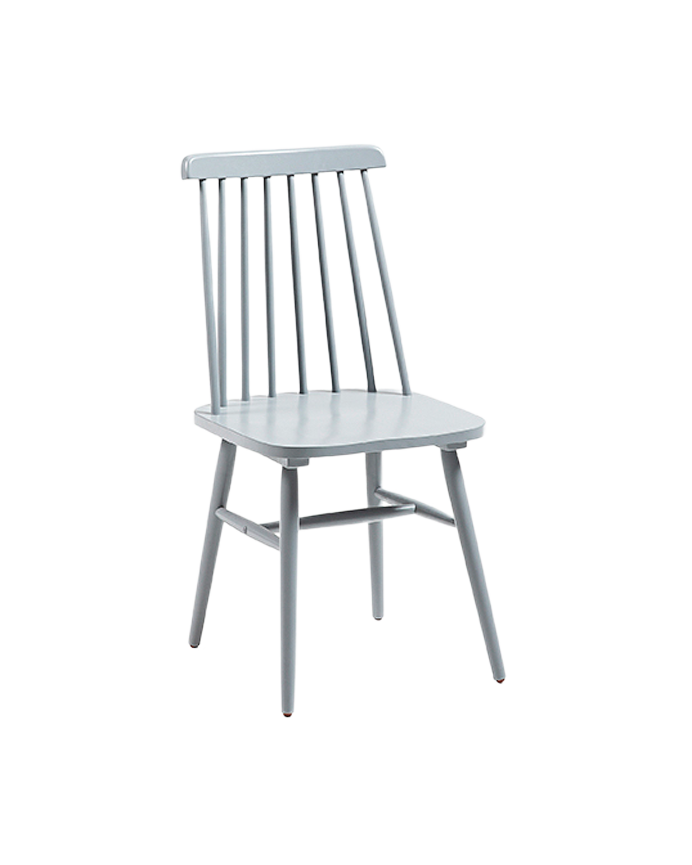 Chaises en bois d'hévéa massif peint dans un ton gris de 89x43cm