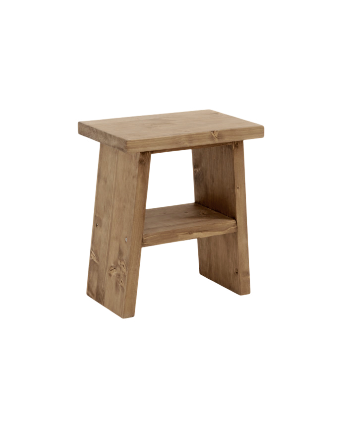 Table de chevet ou table d'appoint en bois massif ton chêne foncé 45x39cm