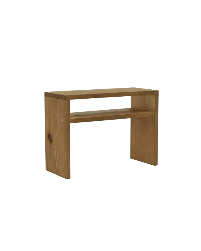 Table de chevet en bois massif ton chêne foncé 50x36cm