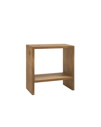 Table de chevet en bois massif ton chêne foncé 40x20cm