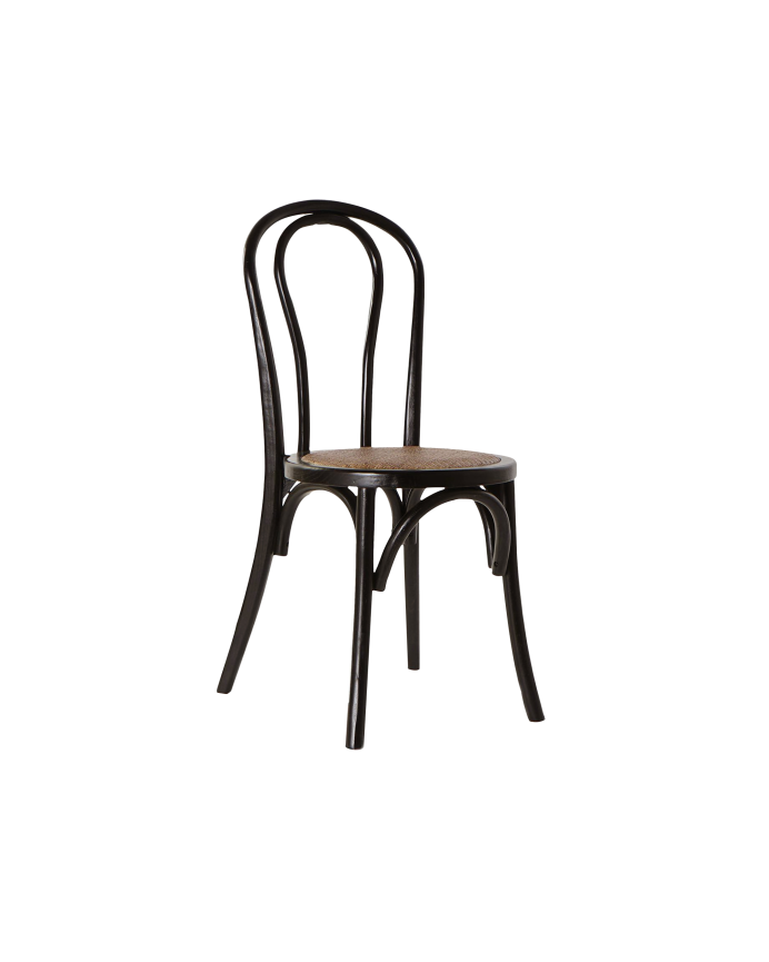 Chaises avec une structure en bois ton noir avec grilles en rotin en assise 89x43cm