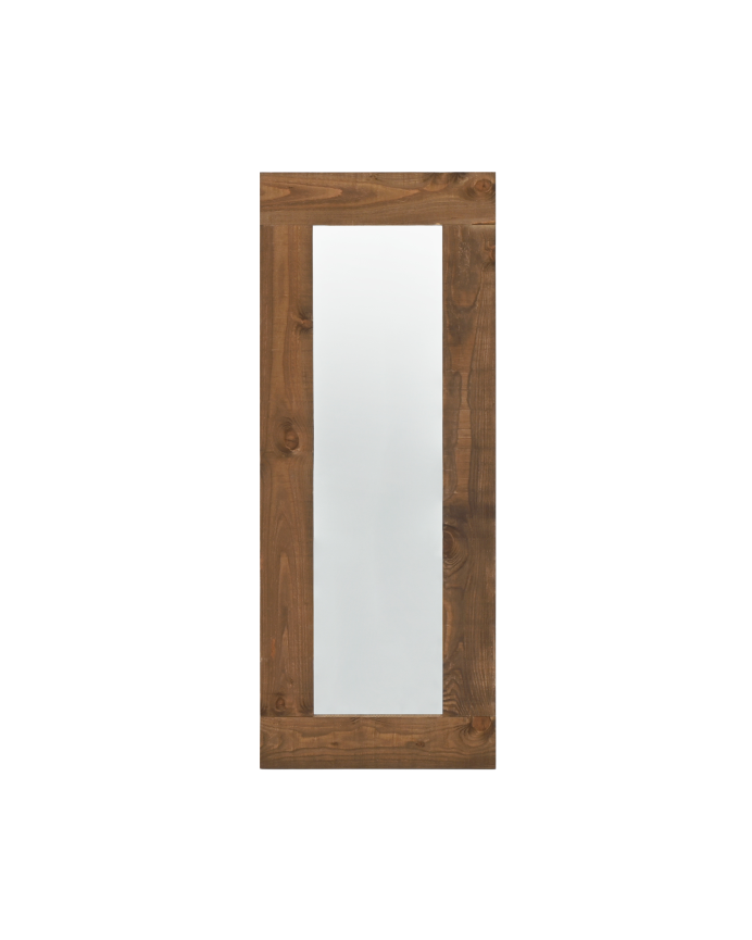 Miroir effet bois massif ton chêne foncé 165x65cm