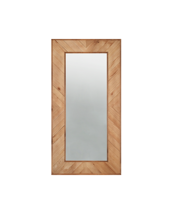 Miroir effet bois massif ton chêne foncé 163x84cm