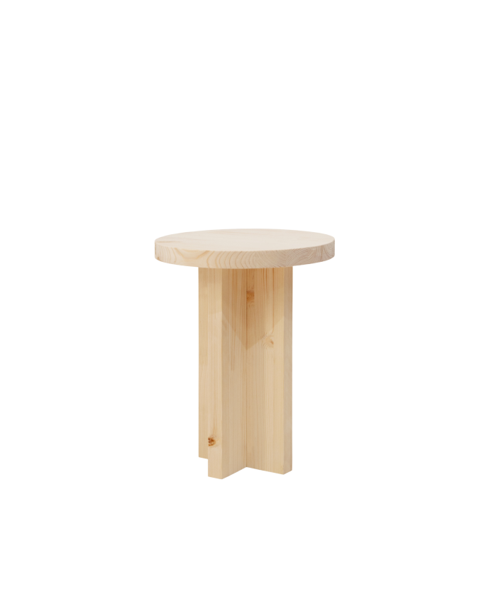 Tabouret en bois massif ton naturel 45x35cm