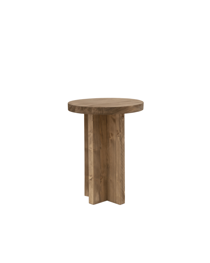 Tabouret en bois massif ton chêne foncé 45x35cm