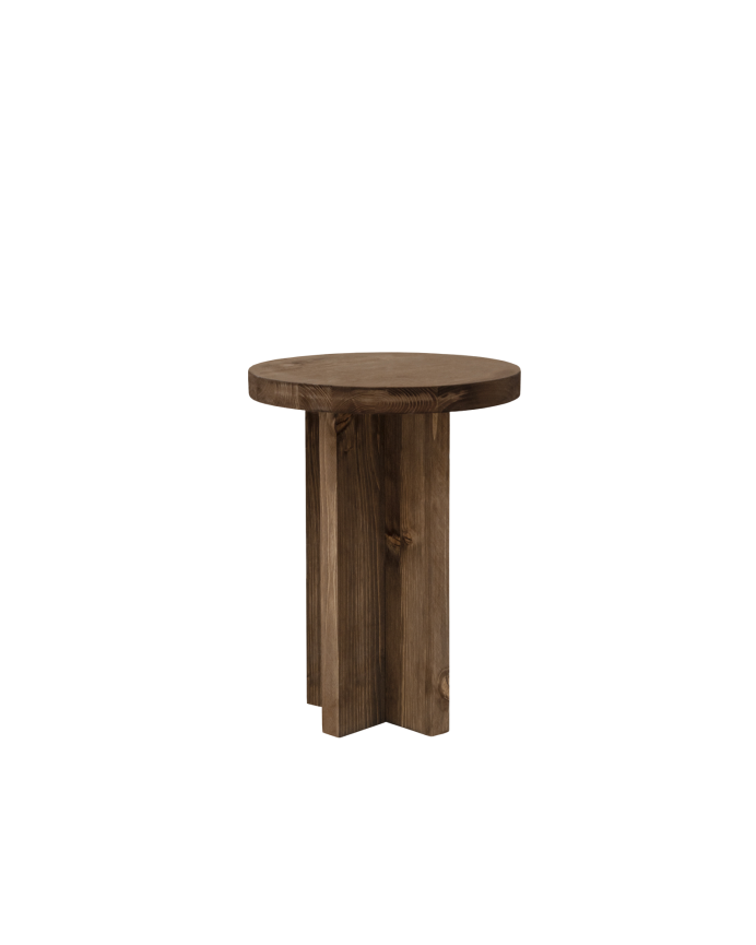 Tabouret en bois massif ton noyer 45x35cm